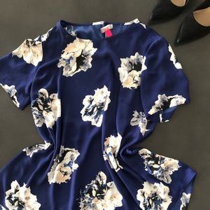 Vince Camuto Blue Floral Sheer Blouse